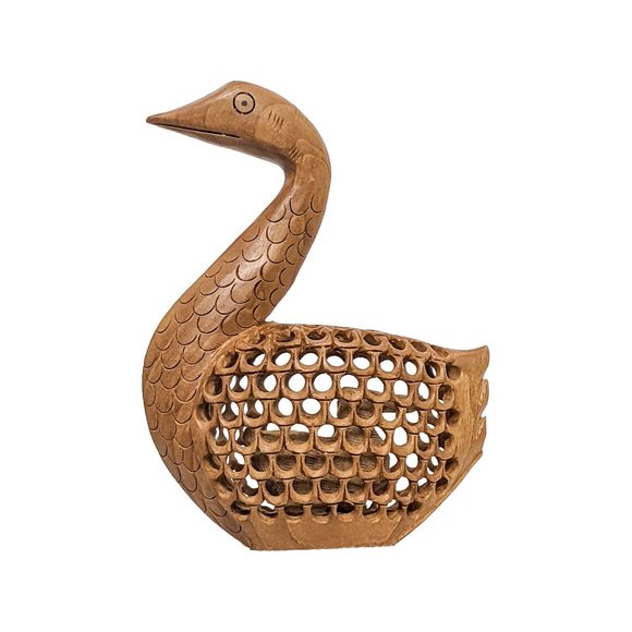 Handcrafted Wooden Undercut Jaali Duck (6 Inch) - Picture 2 of 6